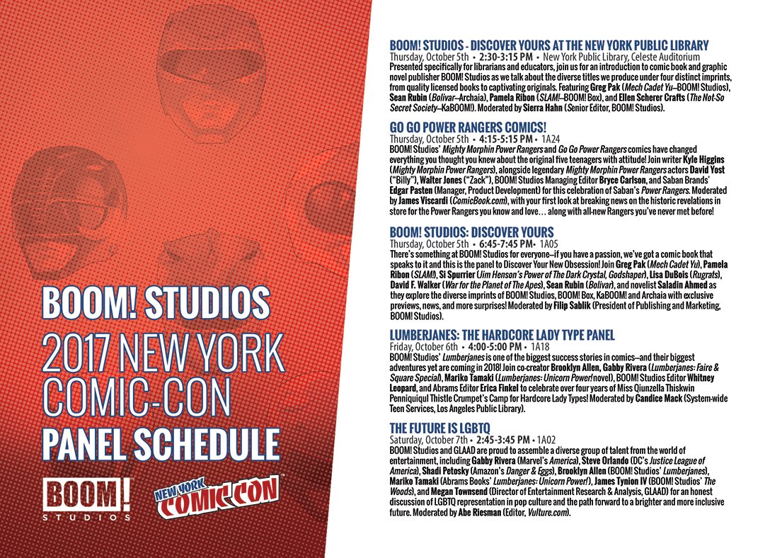 boomstudios's tweet photo. Hope to see you at @NY_Comic_Con this week! Check out our signing and panel schedule: https://t.co/ZtdkVve71E