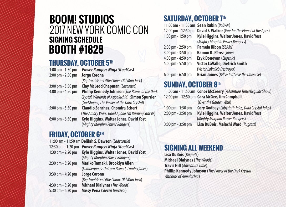 Hope to see you at <a href="/NY_Comic_Con/">New York Comic Con</a> this week! Check out our signing and panel schedule: