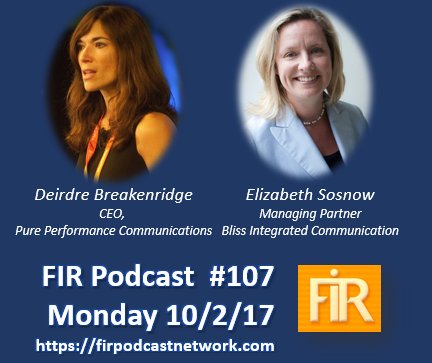 FIRpodcast's tweet photo. On #FIR podcast ep 107, @dbreakenridge &amp; @elizabethsosnow talk 280 Twitter characters, AI, blockchain &amp; more: https://t.co/pMJkCaUSba https://t.co/O61AkwmFbP