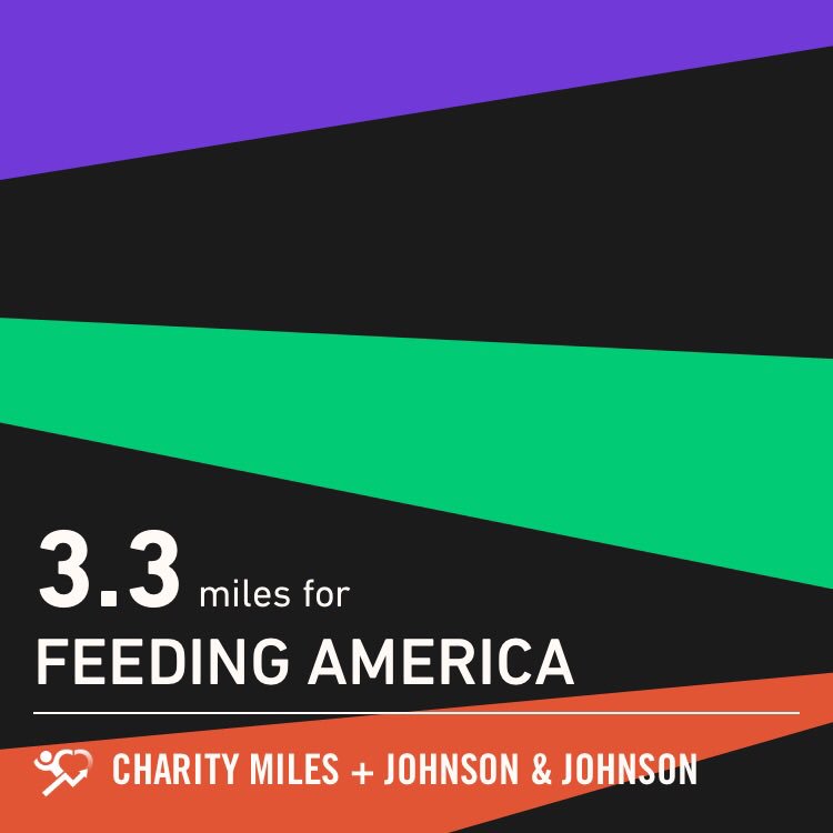 SCMocio's tweet photo. 3.3 @CharityMiles for @FeedingAmerica. Thx 2 #JNJ &amp; @DonateAPhoto. https://t.co/1cJ3Z4vmSw
