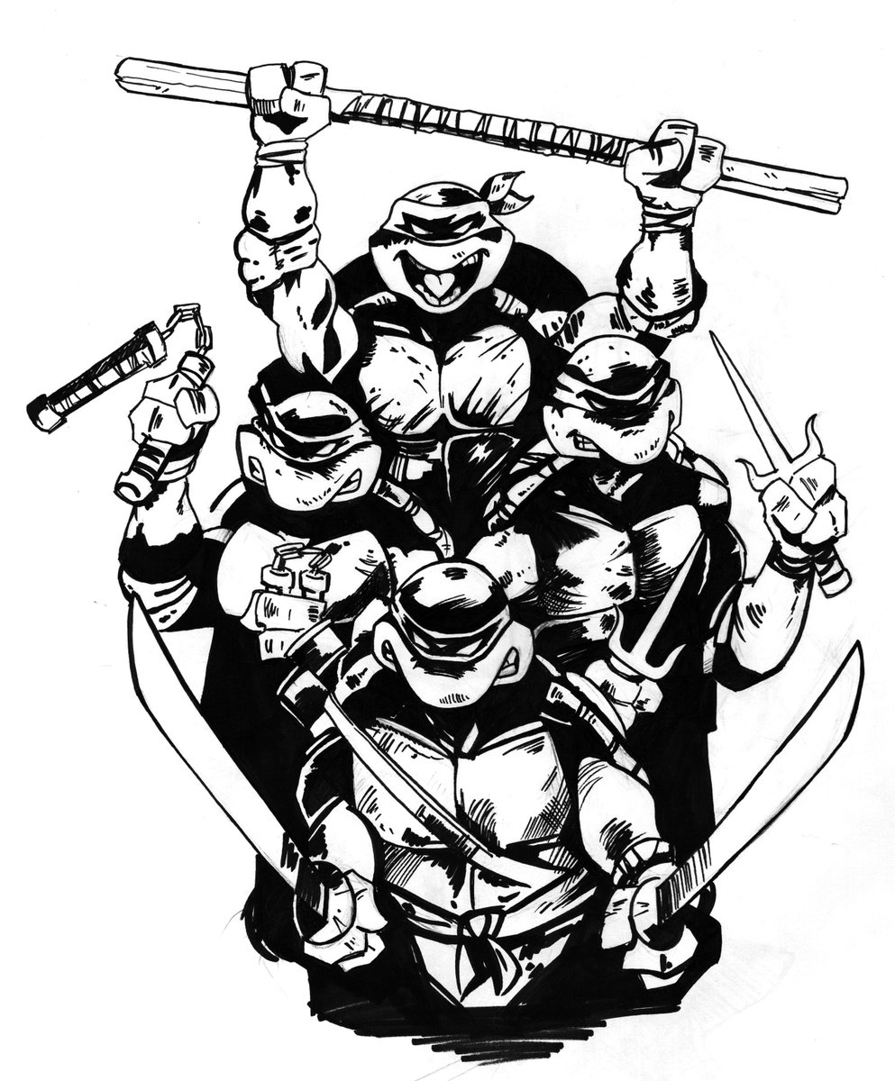 Miklche's tweet photo. #Inktober #inktober2017 #tmnt Day 3: Heroes in a half shell https://t.co/SN0I6CFkUr