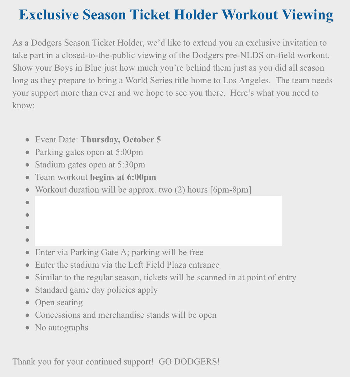 snidog's tweet photo. I have 2 pairs of tickets to the Dodgers postseason workout event this Thursday. RT this for a chance to win a pair. Details attached. https://t.co/nAUosKqaUR