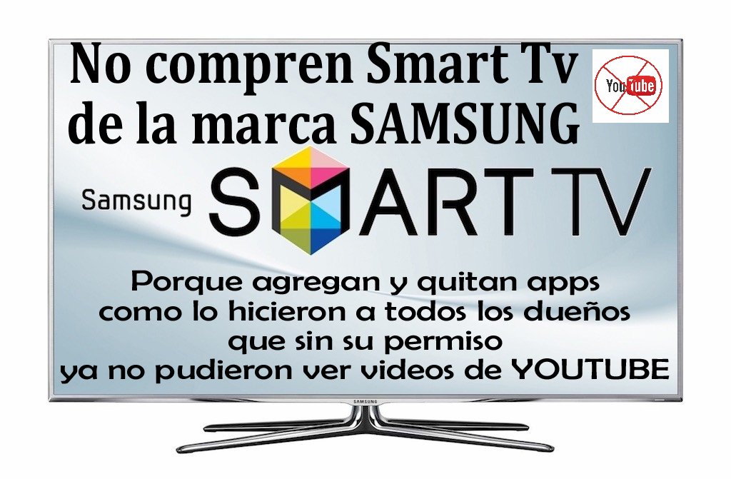 bernardo_gomez's tweet photo. @SamsungMexico #NoComprenSamsung porque sin el permiso de los dueños de la TV quitan aplicaciones como #Youtube volviendolas inservibles #DontBuySamsung https://t.co/IinkcATwma