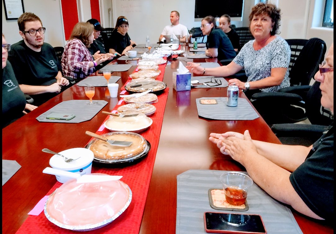 advizehealth's tweet photo. Launching a huge #educational platform (https://t.co/tHeKTAZJx0) with t-shirts and 18 pies... happy #PiDay2017 in Sept! #AdvizeUniversity https://t.co/ajIHwfH55E