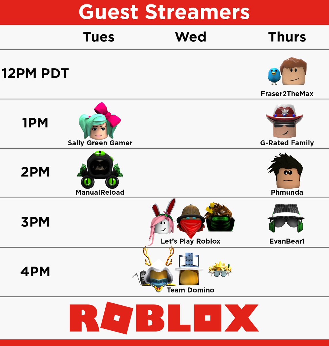 Roblox On Twitter This Tues Thurs Our Guest Streamers Will Blow