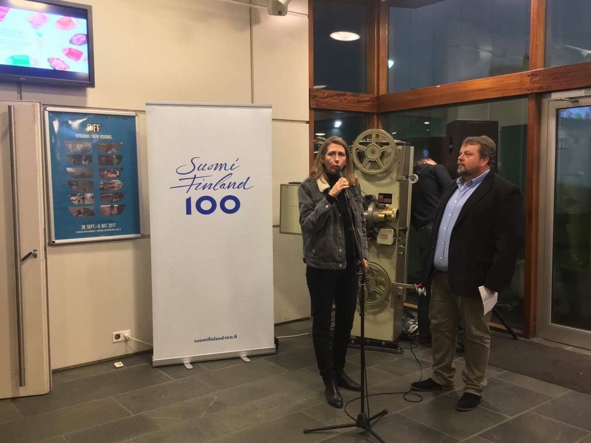 Valtteri Hirvonen and Hrönn at todays opening of #suomi100 and  #tomoffinlandmovie. #2017RIFF is thankful! #finland100 @SuomiFinland100
