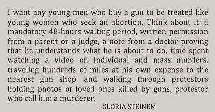 Treat a man who wants to buy a gun in the same way as a woman who seeks an abortion. Might be fewer deaths #lasvegas