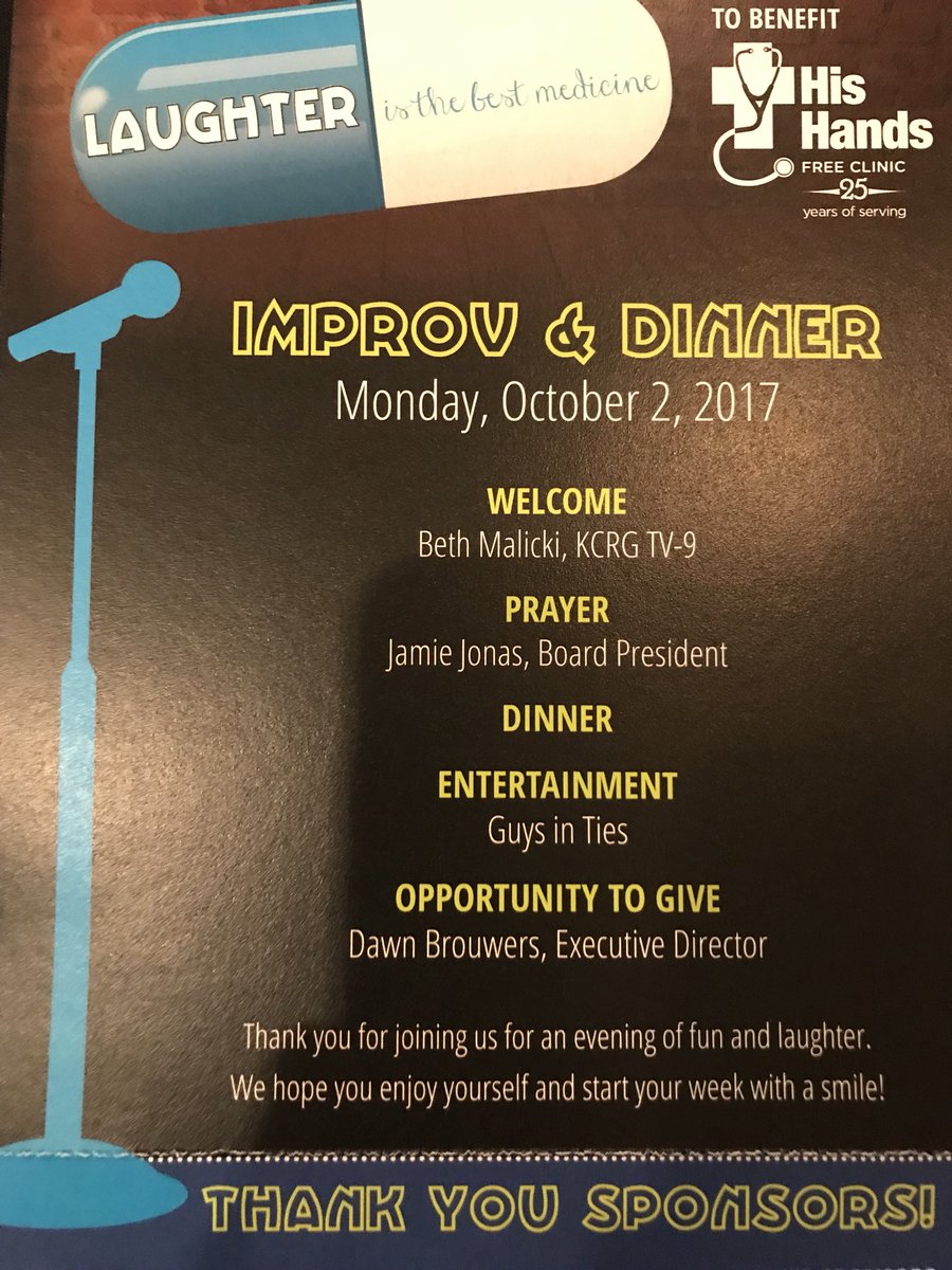Excited to be part of His Hands Free Clinic fundraising event tonight in Cedar Rapids! #gitimprov