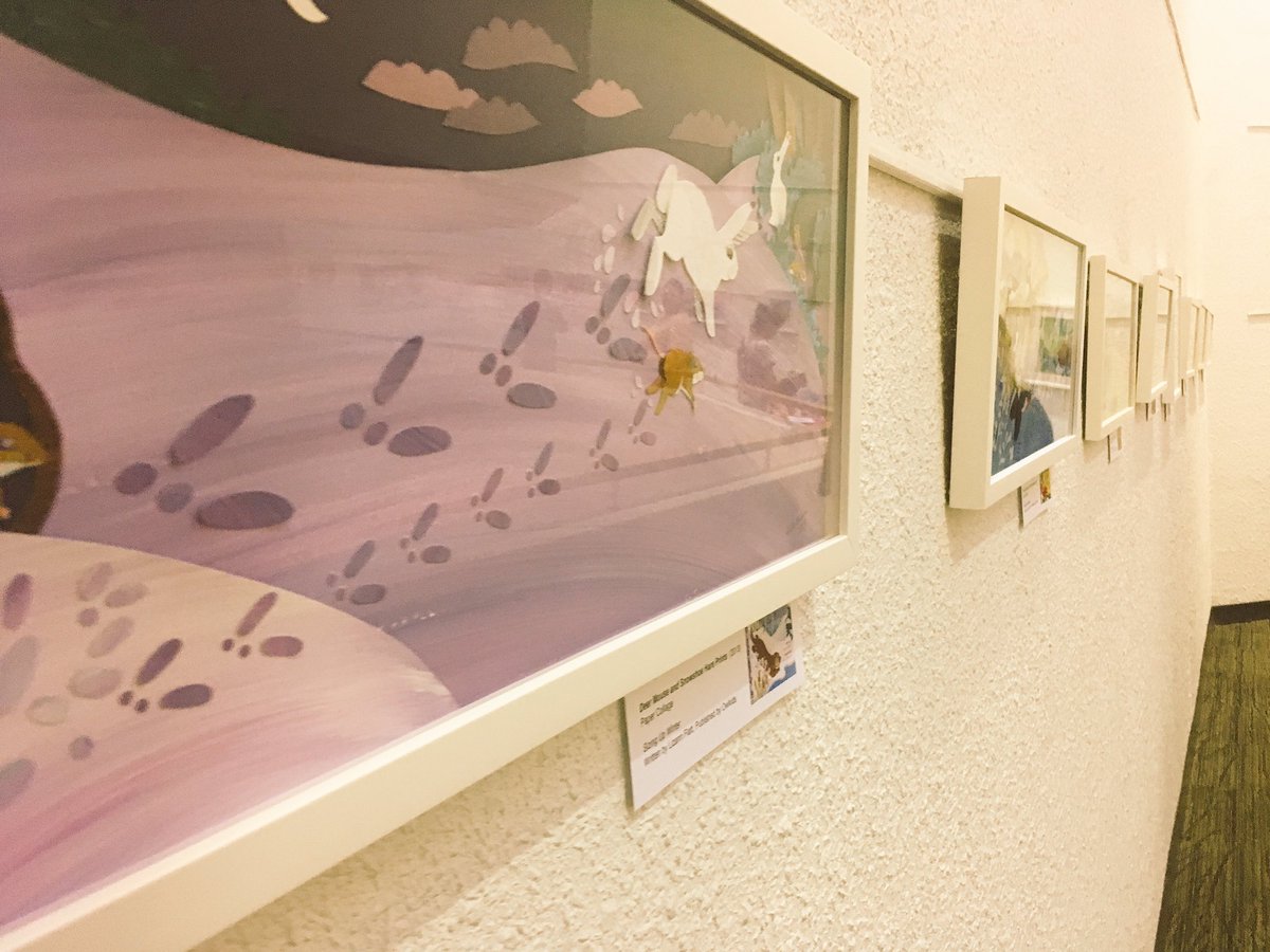 Lovely display of <a href="/Ashley__Barron/">Ashley Barron</a>'s art at <a href="/torontolibrary/">Toronto Public Library</a> Northern District branch for <a href="/IBBYCanada/">IBBY Canada</a> illustrator in residence program!