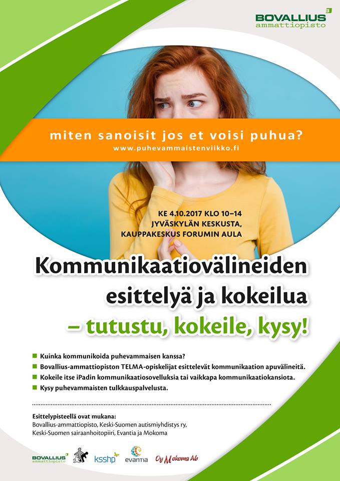 Bovallius_ao's tweet photo. On #puhevammaistenviikko, mitä sanot siihen ja *miten*? Me, opiskelijat, @ksshp @evanti K-S Autismiyhdistys ja Mokoma kerrotaan. #jyväskylä https://t.co/yXwc8jlG0k