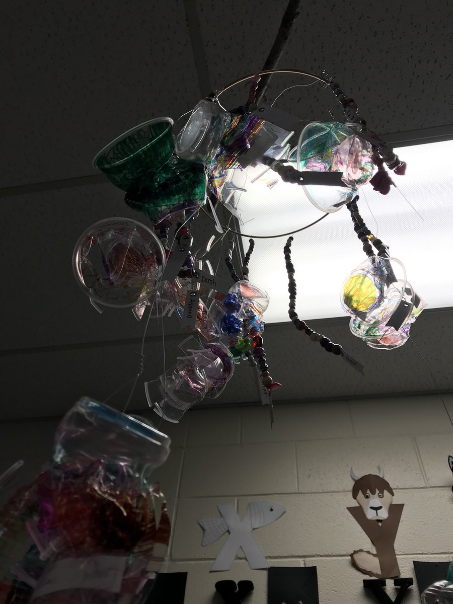 Educ8trKim's tweet photo. Our collaborative dot day inspired chandeliers are emerging, keep checking in to see as we add to our creations @GWSCampbell #dotday2017 https://t.co/e2hz6dbwCc