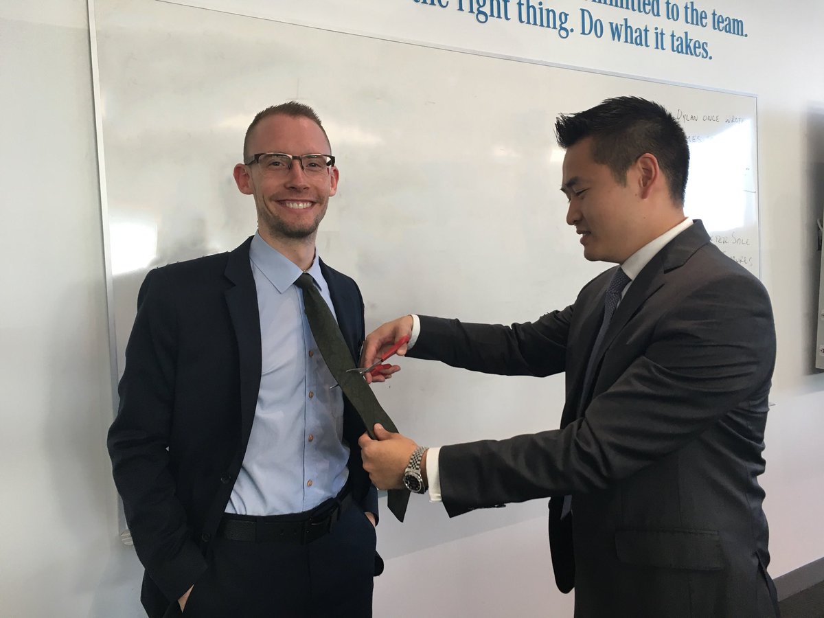 MBHeritageVlly's tweet photo. Please join us in congratulating #ProductSpecialist Ben on his 1st deal! Itโs a @MBHeritageVlly tradition to have your tie cut. #MBHV #Proud https://t.co/FneoOvWSKf
