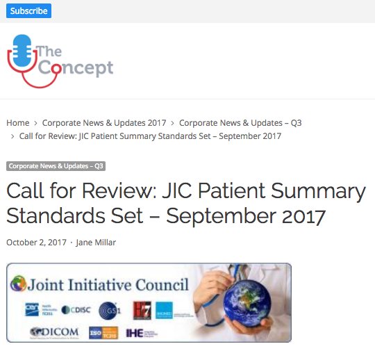 SnomedCT's tweet photo. Call for Review! Contribute to the JIC Patient Summary Standards Set: https://t.co/d7Jl6j23vf - Responses received until Oct 27th #Snomedct https://t.co/y8ia7qzqU1