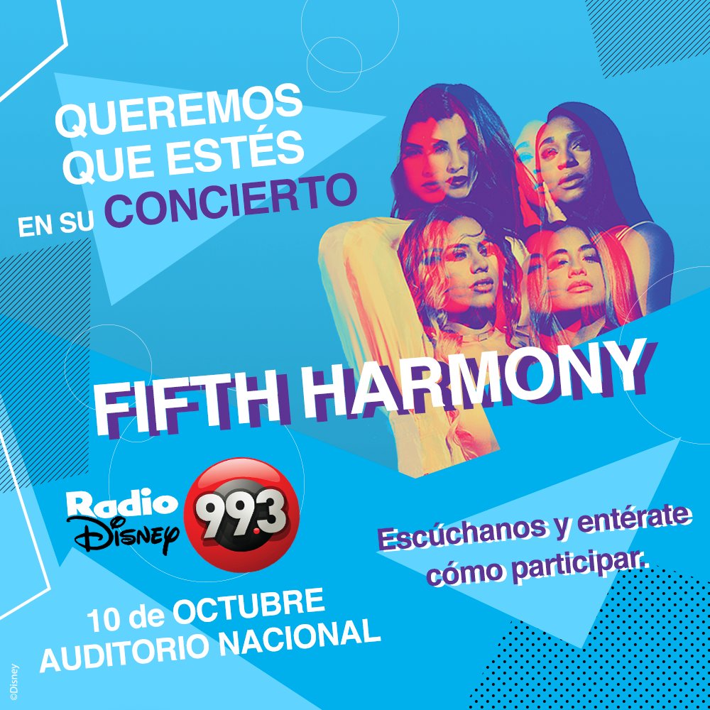 RadioDisneyMX's tweet photo. ¿Te imaginas estar con tus mejores amig@s en #PSATour de @FifthHarmony el 10/oct en @AuditorioMx? ¡Escucha la dinámica en #RadioDisney993! 😉 https://t.co/V0dlmyqxh7
