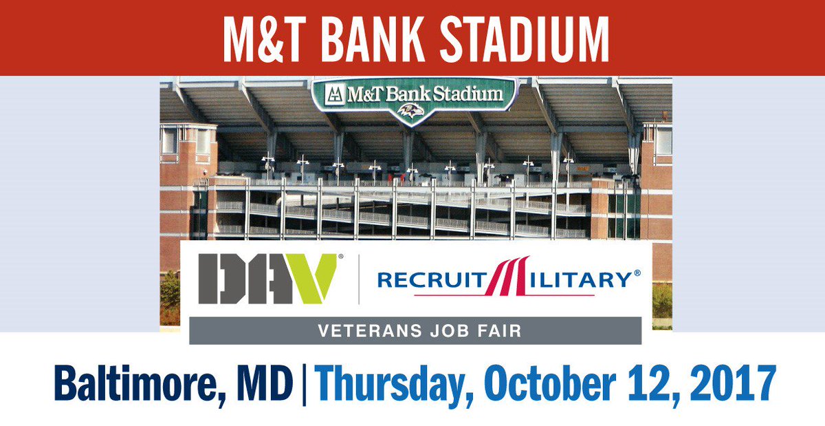 TheChrisCravens's tweet photo. DAV @RecruitMilitary #Baltimore Veterans Job Fair on October 12th at M &amp; T Bank Stadium - https://t.co/r5jydInSGc https://t.co/jxdM4GARcc