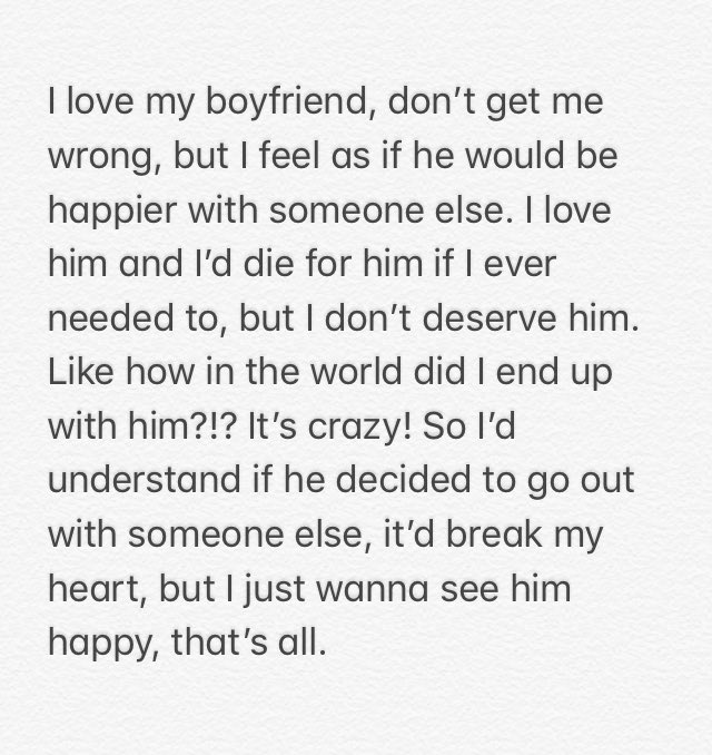 DaddySugarBaby's tweet photo. Has anyone else ever felt like this? Or do I have a problem? #problem #anxiety #boyfriend #inlove #insecure https://t.co/UtUWkhO2um