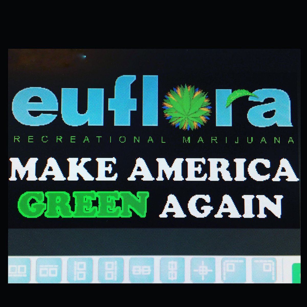 EufloraCO's tweet photo. Having a little fun with our LED sign on one of the busiest streets in Colorado. This one should turn heads 💚🌱🇺🇸
#my420tours
#funwithpolitics
#takeajoke
#cannabisculture
#denverdispensary
#joking
#denver
#makeamericagreatagain
#makeamericagreenagain https://t.co/ZXGKK4U1hf