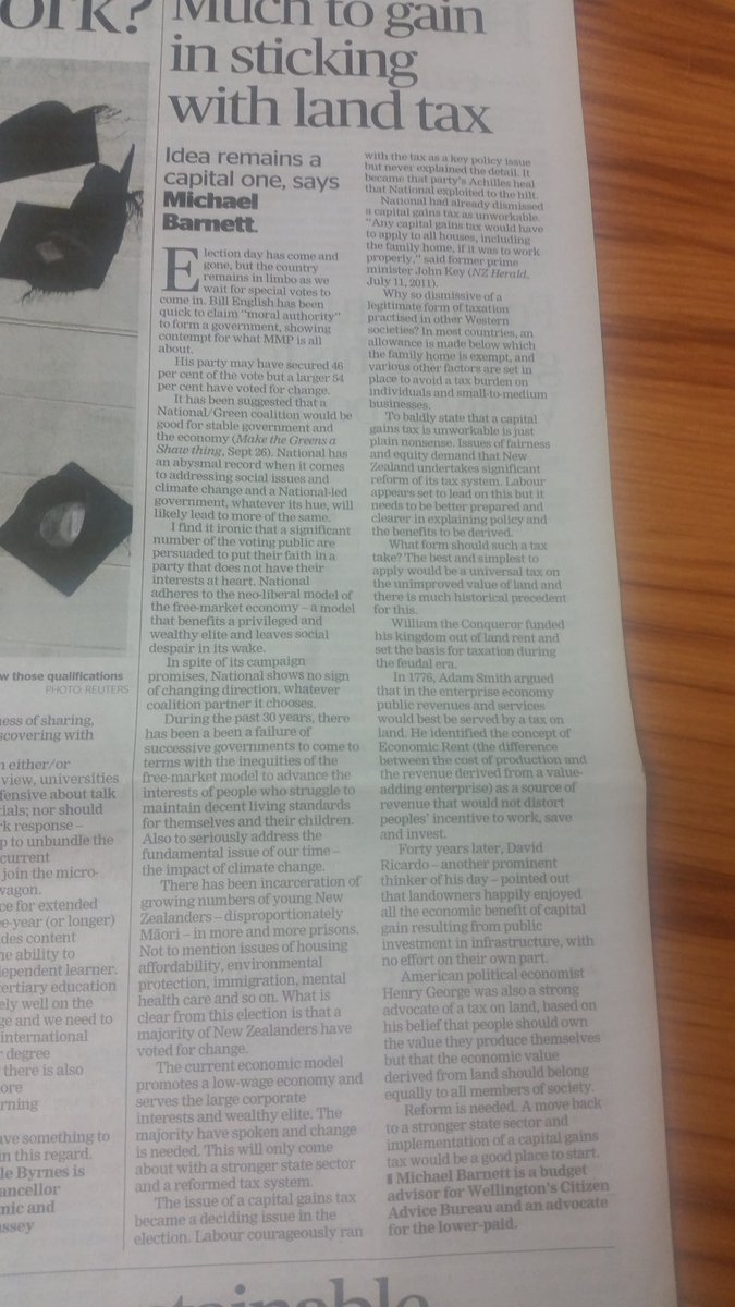 3RachelNZ3's tweet photo. Good piece. I too find it ironic so many voters put their faith in a party that doesn't have their best interests at heart #dompost #nzpol https://t.co/EFRPOPjhGK