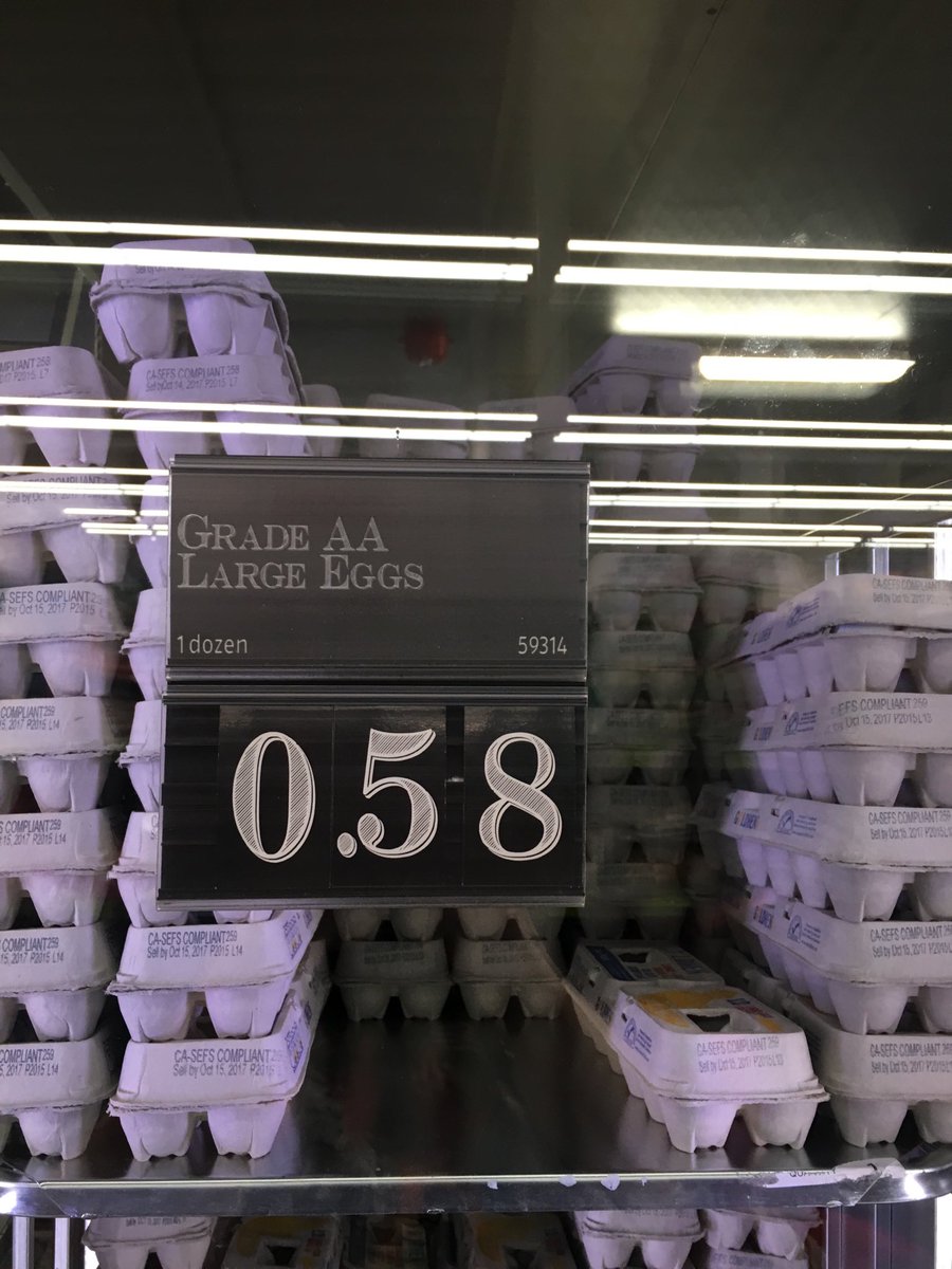 PinkMonorail's tweet photo. Large eggs are 58 cents /dz at N. Long Beach @AldiUSA right now. You're lucky I left you some. #cheapprotein #lchf https://t.co/nulUwduSgb