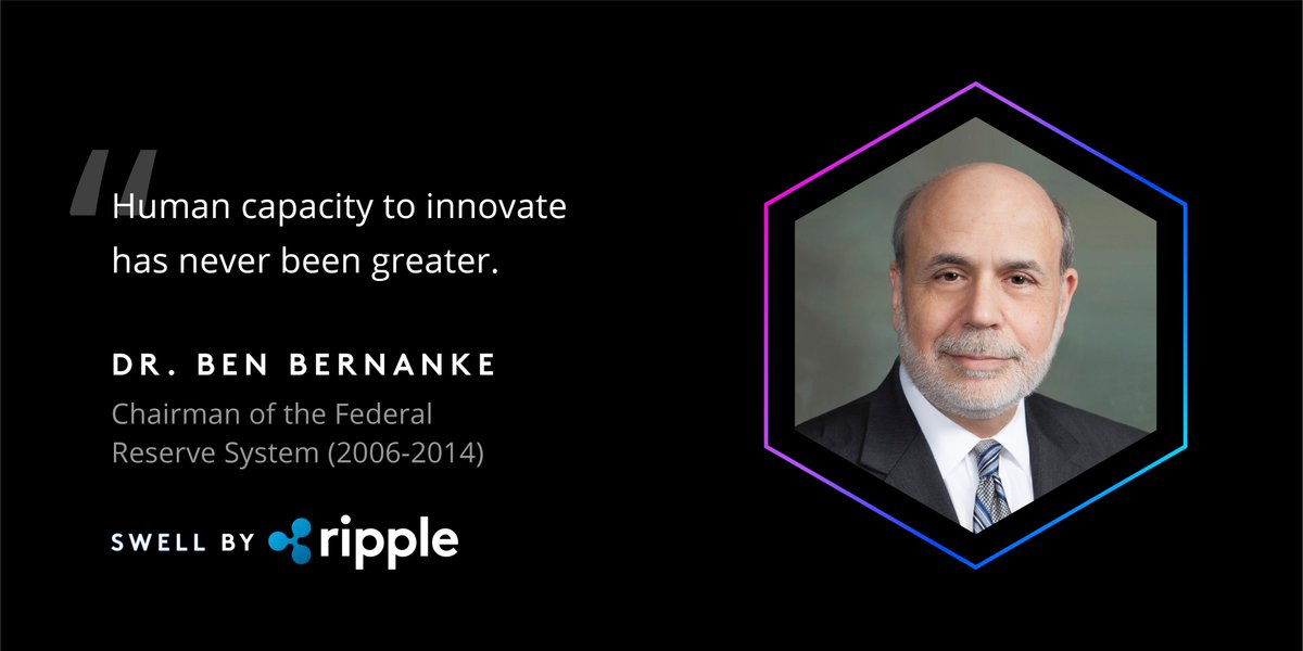Ripple's tweet photo. We couldn't agree more! Honored to have Dr. @benbernanke joining us at #SwellbyRipple on Monday, 10/16 at 12:30pm https://t.co/t9KcCji6HL
