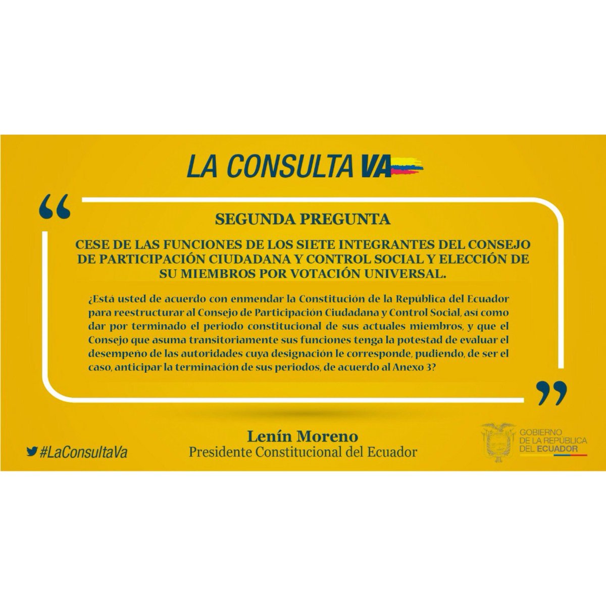 diariocorreoec's tweet photo. ATENCIÓN: Estas son las siete preguntas que @Lenin planteará en la #ConsultaPopularEC 1/2 https://t.co/NsI9hS6a9v