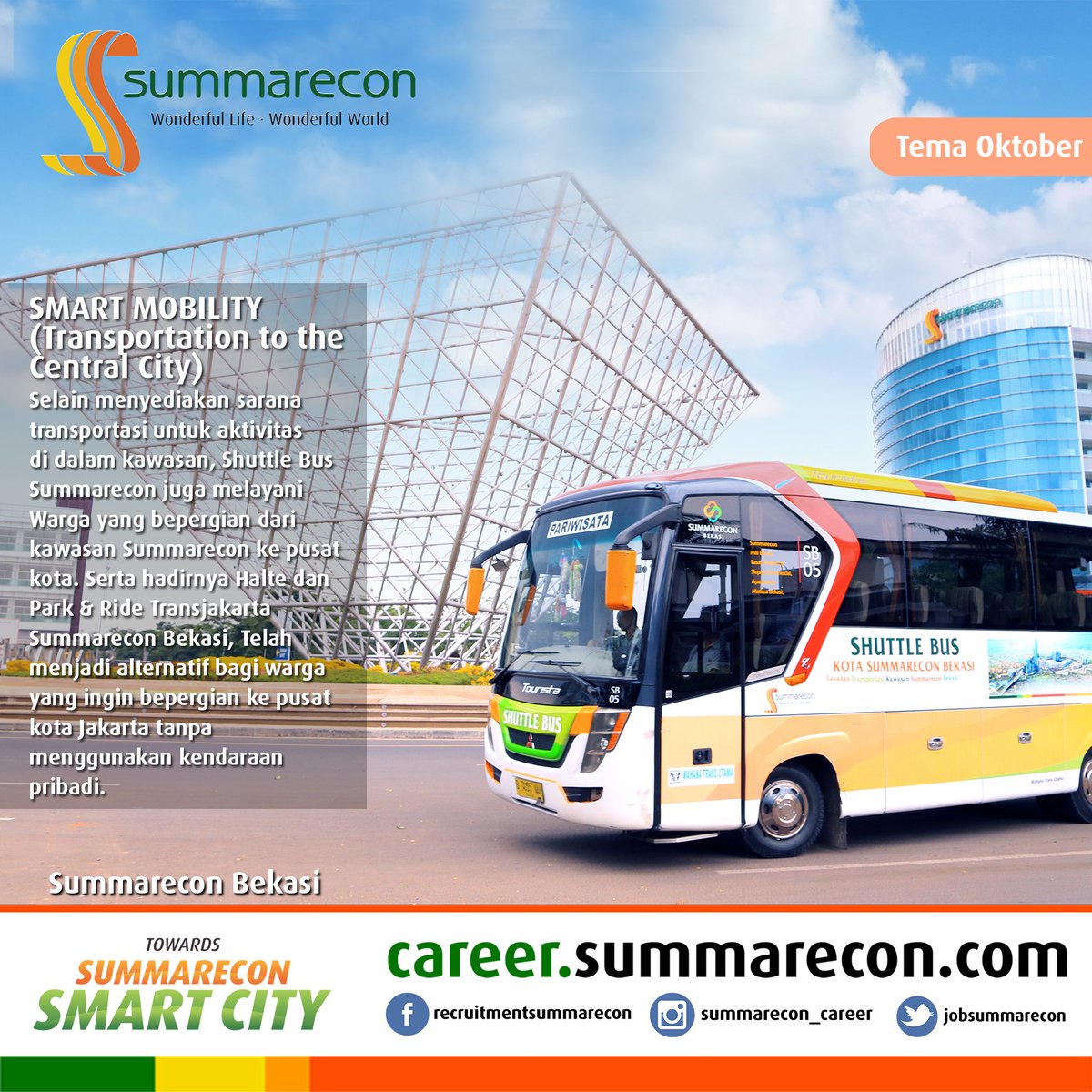 summareconkarir's tweet photo. Tema Oktober 2017 : Smart Mobility (Transportasi ke pusat kota)
#temabulanan #summarecon #summareconagung #summareconserpong https://t.co/FYy4hrJHnL