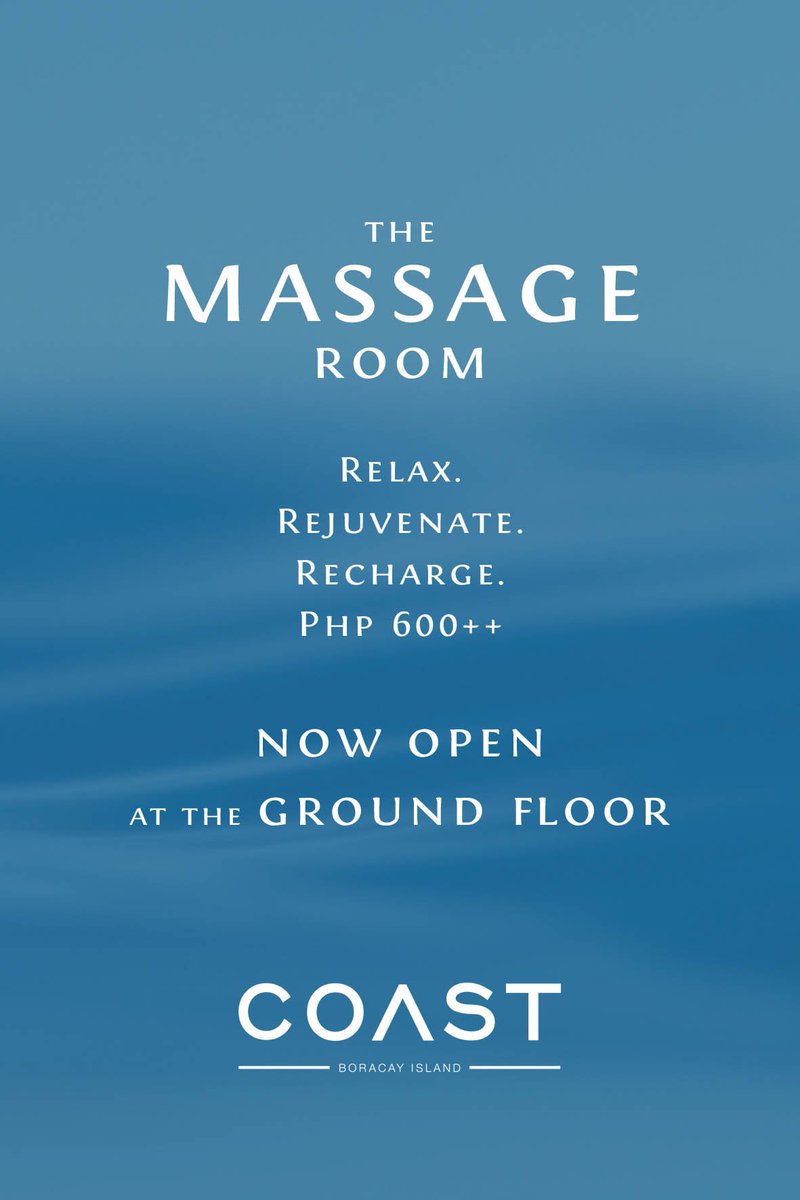 coastboracay's tweet photo. Don't worry, we got your back! At COAST, you may avail of massage services at The Massage Room for only P600++ per person. https://t.co/AgIZcW5ePV