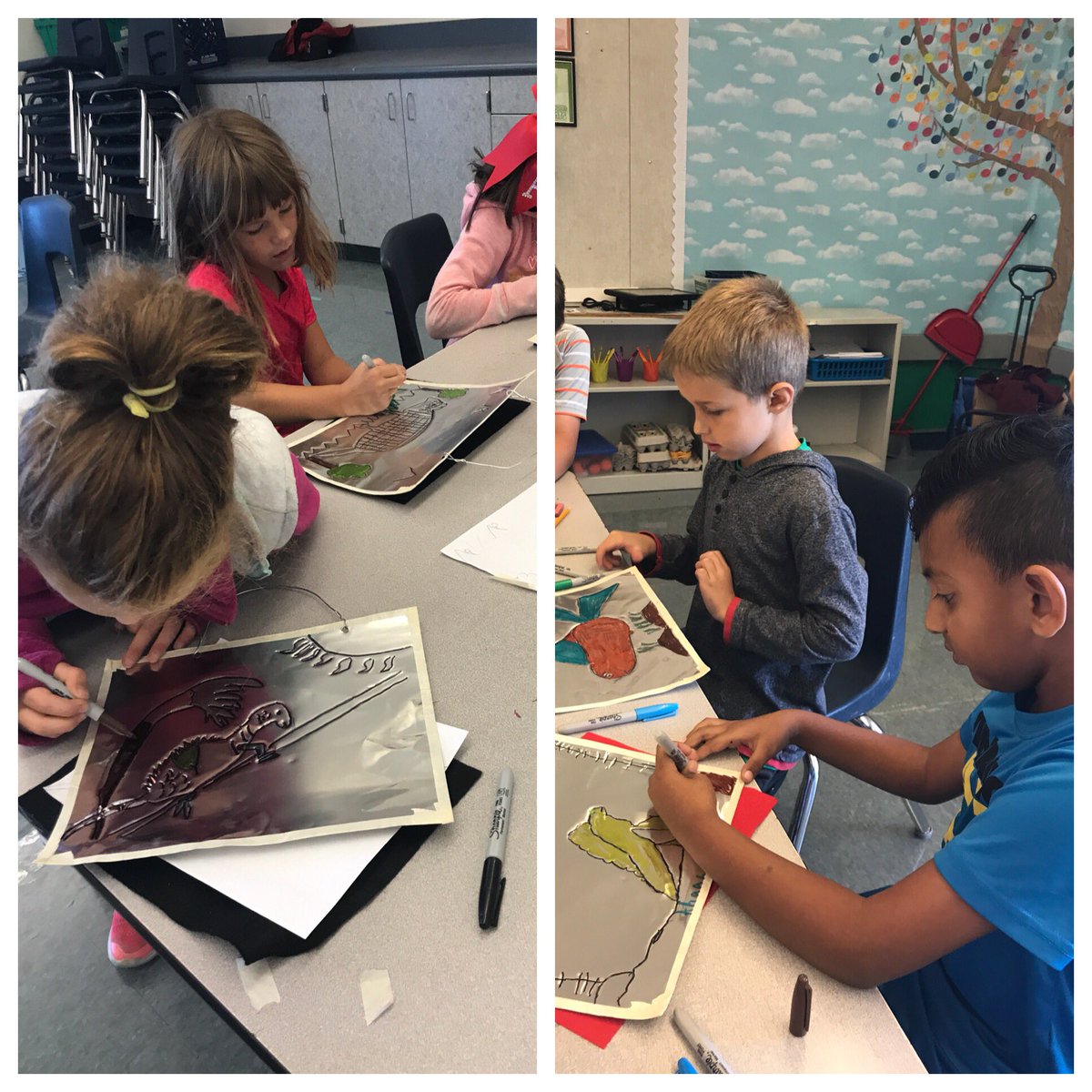 Rm16Jones's tweet photo. Special art class: embossed metal. Thanks Mr. Woolery and thanks PTC. #rcsdchampions #rcsdstoneridge https://t.co/cbFH4C7GPf