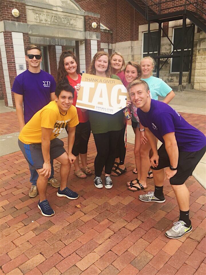 ESUStuFo's tweet photo. TAG week has officially begun! Thank you to the Fraternities and Sororities for helping put tags on donated items. #ThankAGiver https://t.co/2j7zbgQ8EI