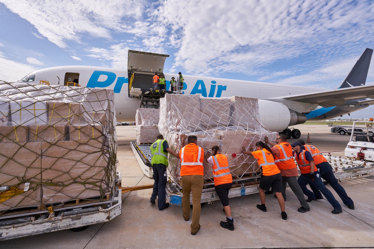 Amazon plane packed with donation of critical supplies landed earlier today in San Juan. Thank you to all the Amazonians who made it happen.