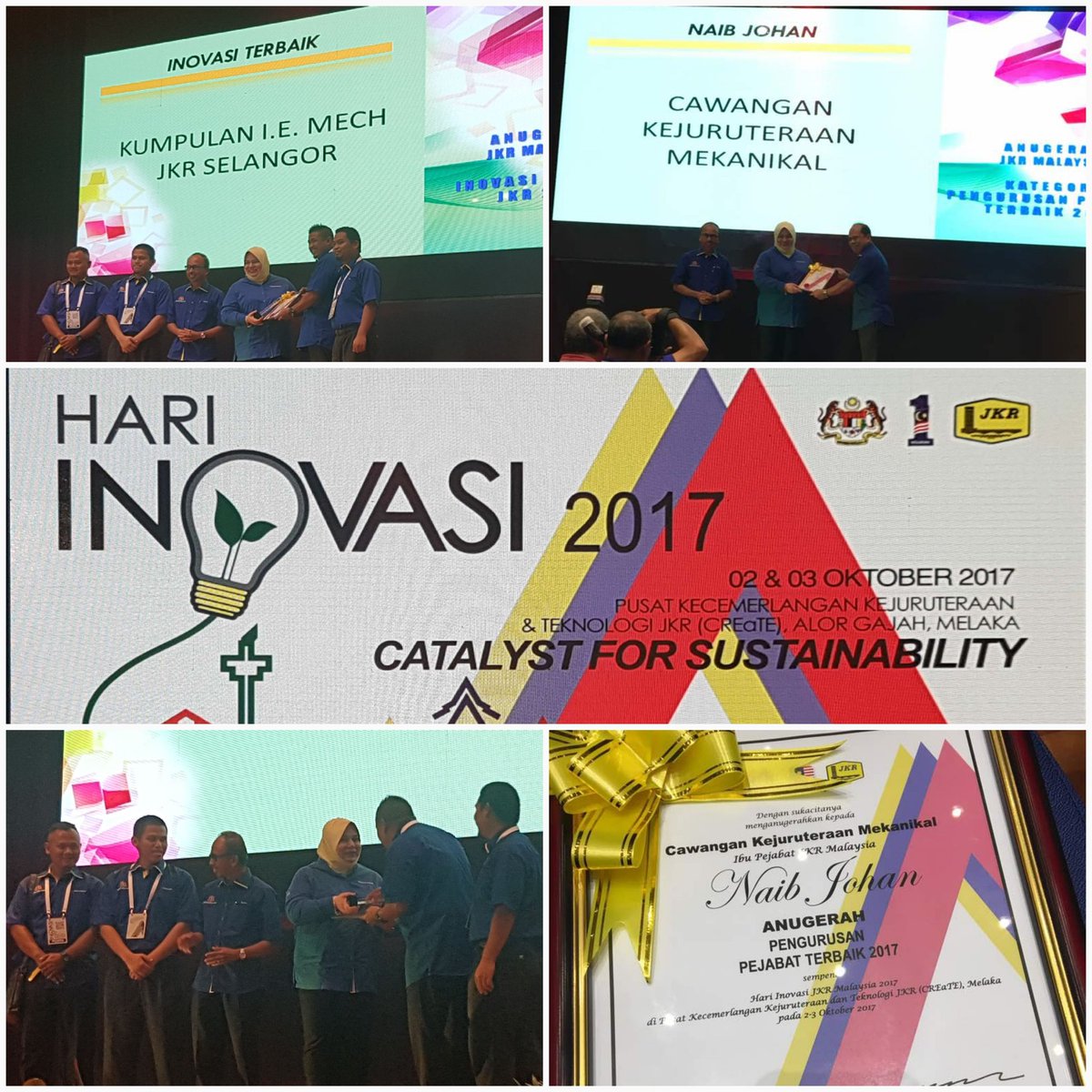 1. JKR CKM Selangor Johan Inovasi Terbaik
2. CKM IP JKR Niab Johan Pej Terbaik
Syabas <a href="/ckmselangor/">JKR CKM Selangor</a> @CKMJKR <a href="/JKRMalaysia/">JKR Malaysia</a> @MOWorks 👌😊