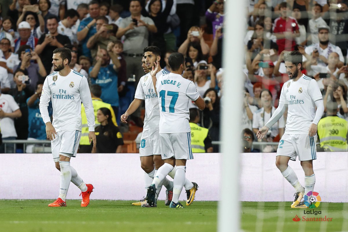 LaLiga's tweet photo. 2 goles ⚽️
2 asistencias 👟

¡@marcoasensio10 ha participado en más goles que cualquier otro jugador del @realmadrid en #LaLiga este curso! 🔥 https://t.co/LhxFB378U8