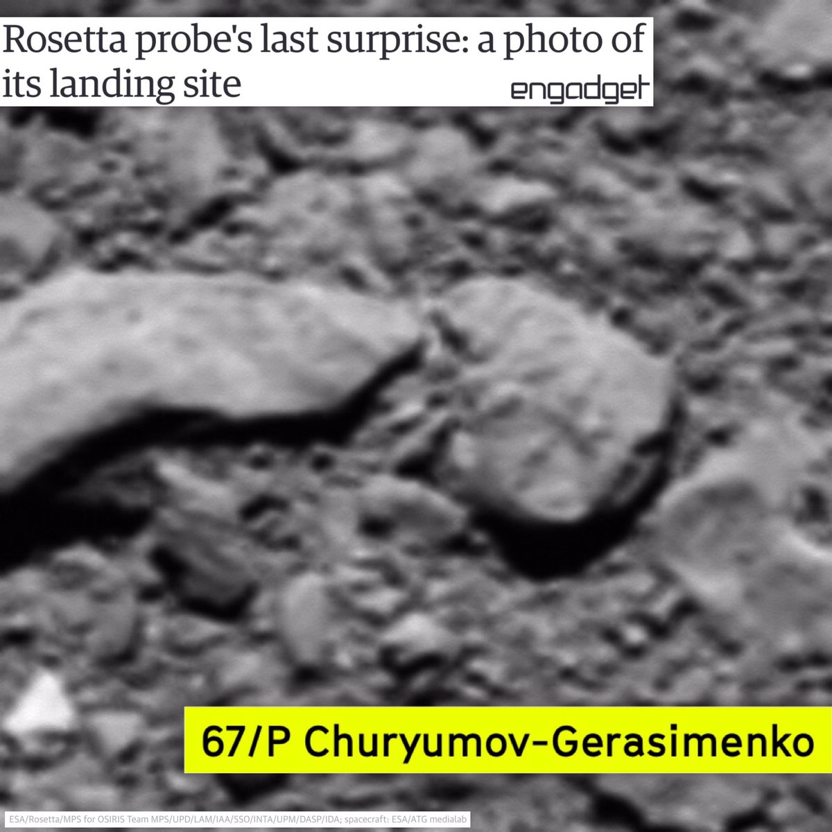 aHEM_again's tweet photo. #NASA: #RosettaProbe Had One More Picture |..it's landing site on the rubber duck shaped comet 67P/Churyumov–Gerasimenko.
🔗more⤵️ #aaSPACE https://t.co/ZB74jtX92r