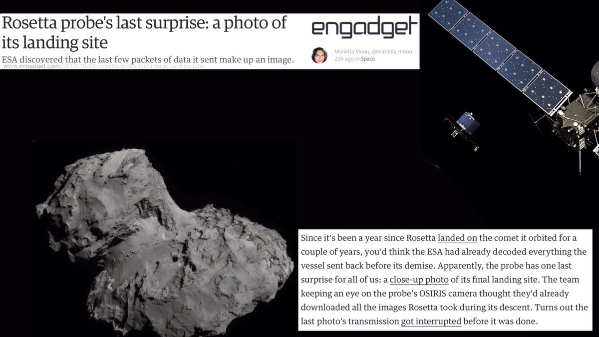aHEM_again's tweet photo. #NASA: #RosettaProbe Had One More Picture |..it's landing site on the rubber duck shaped comet 67P/Churyumov–Gerasimenko.
🔗more⤵️ #aaSPACE https://t.co/ZB74jtX92r