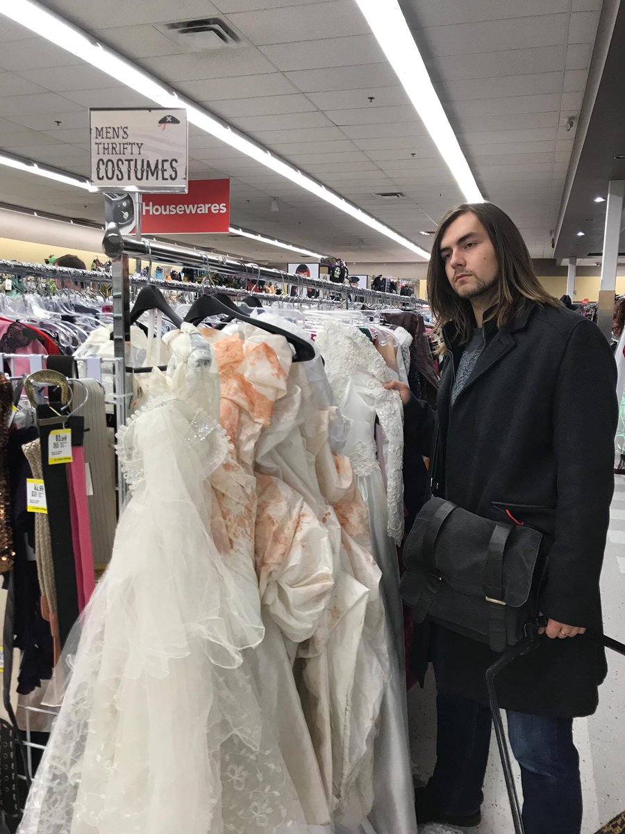 EthanFleming27's tweet photo. Didn't know wedding dresses were in this year for dudes.👗😎 #valuevillage #funny #Costume https://t.co/WxmNkxpIUm