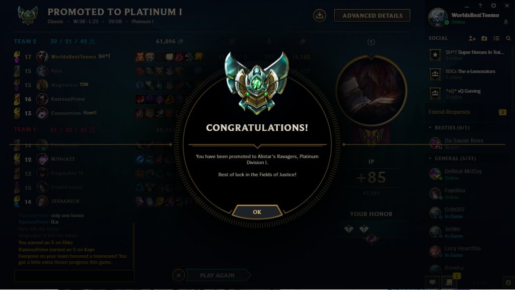 xJustShowtime's tweet photo. So Today we went from Plat 2 to Diamond 5

Now How high can we climb this season!

if @lolRealTeemo Duo's with me then were hitting Masters! https://t.co/Rewe7EqUtq