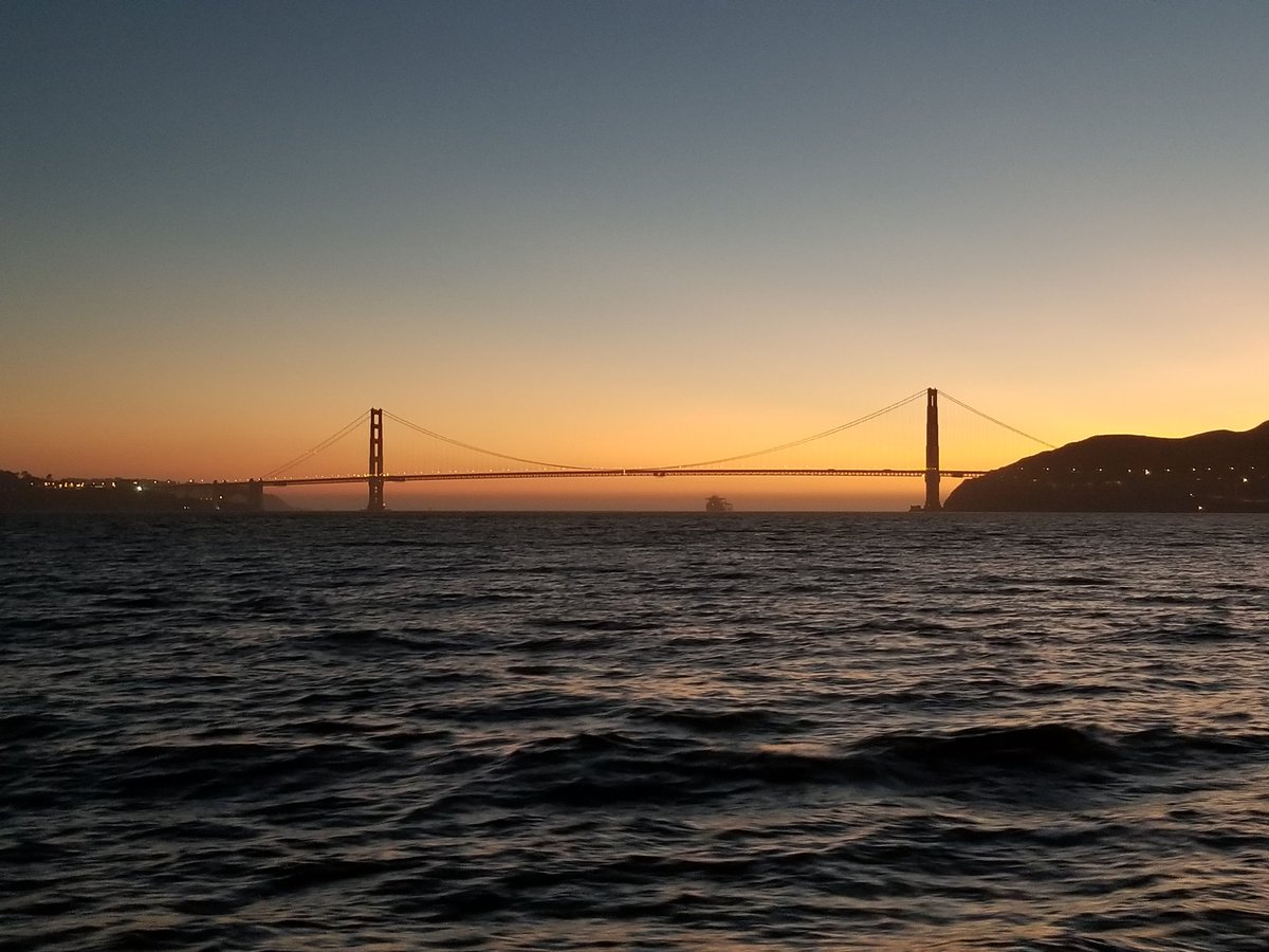 Mod43News's tweet photo. Another beautiful sunset sail on #SanFranciscoBay. We look forward to continuing this tradition. #oracleopenworld #oow17 #goldengatebridge https://t.co/nlxMvgKb0x