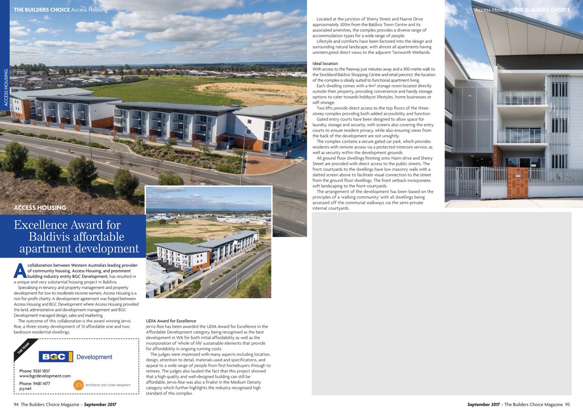 JCYArchitects's tweet photo. Two of our latest projects have featured in the September edition of Builders Choice, Jervis Rise and Busselton Administration Centre. https://t.co/wufnRIxmBI