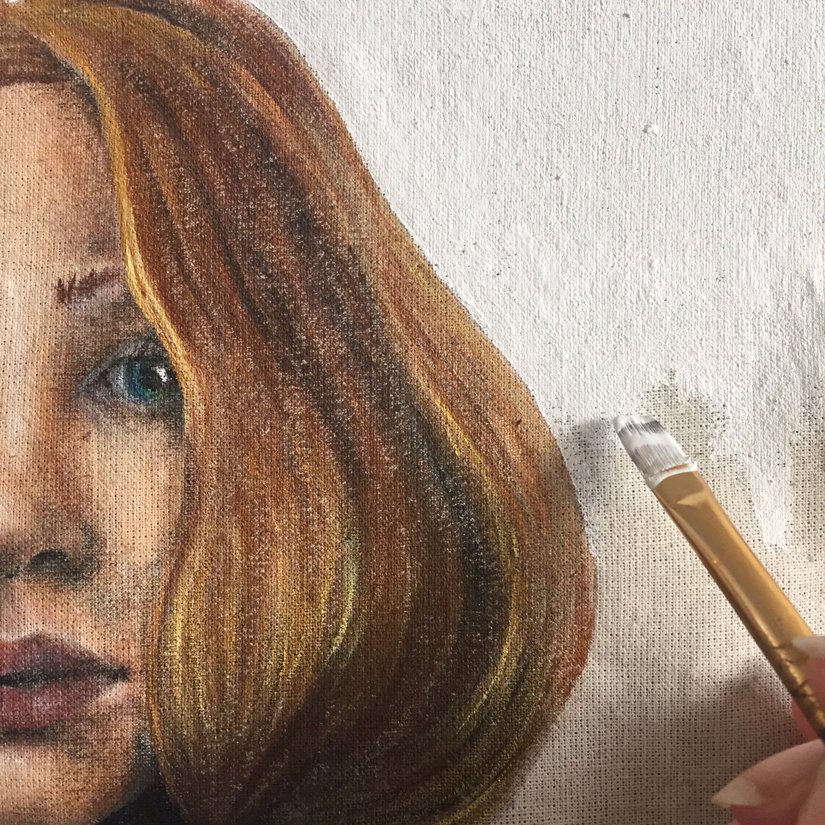 Painting the background white #workinprogress #artwork #portrait #showyourwork