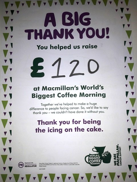 dental_surgery's tweet photo. Thank you for helping us raise£120 for @macmillancancer with our #macmillancoffeespread! @macmillancoffee https://t.co/NN5NtacD2X