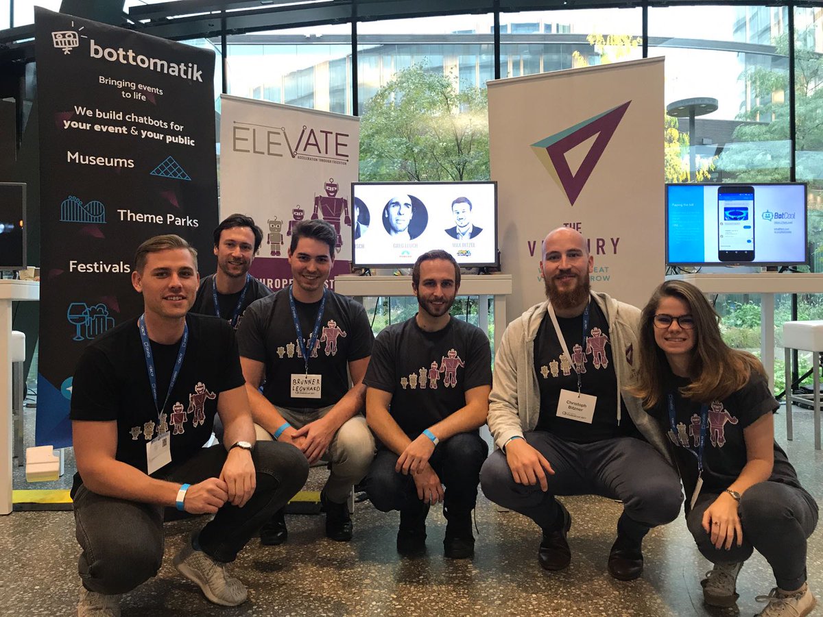 TheVentury's tweet photo. TheVentury gang @orat_io ChatbotConf 2017 - Are you there? Come by our booth 🤖 🤖  #botsbotsbots #CBC17 https://t.co/CpB4y8jjE6