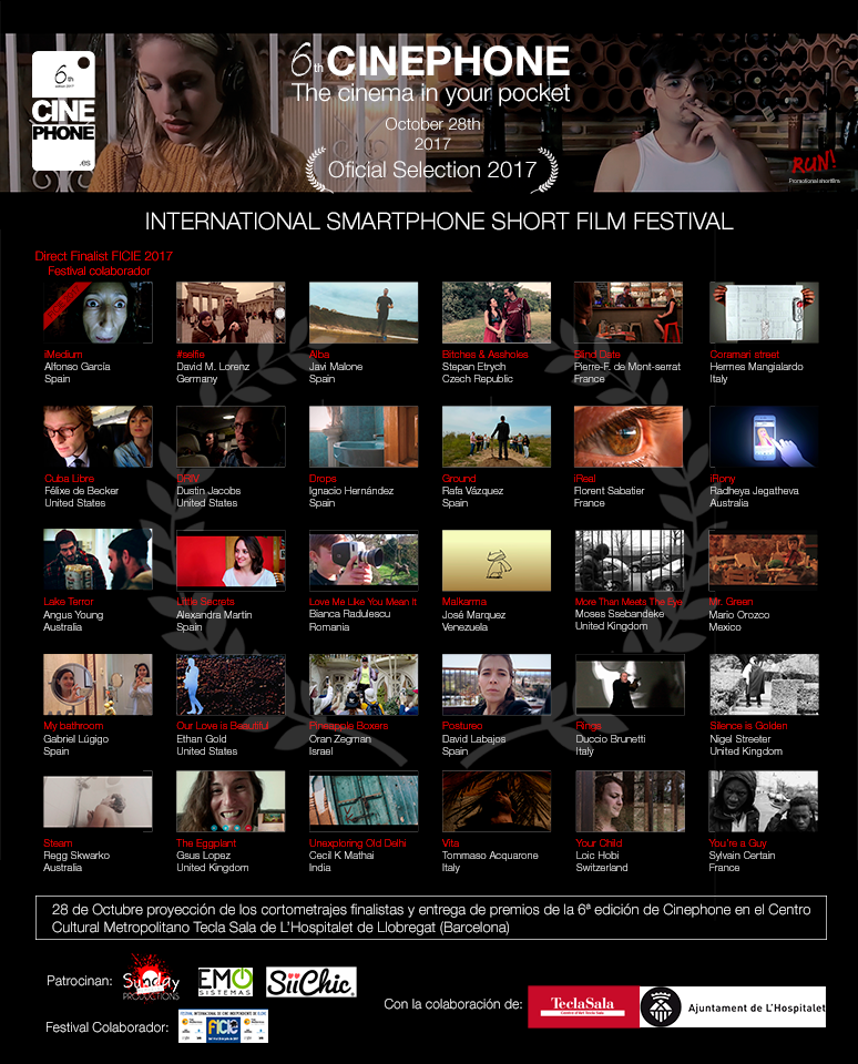 cinephone_fest's tweet photo. *OFFICIAL SELECTION 2017*
List of Finalists #Cinephone2017
Screening in October 28th
@bibliotequesLH @LHAjuntament @festivalelche https://t.co/VG9K52QTW1