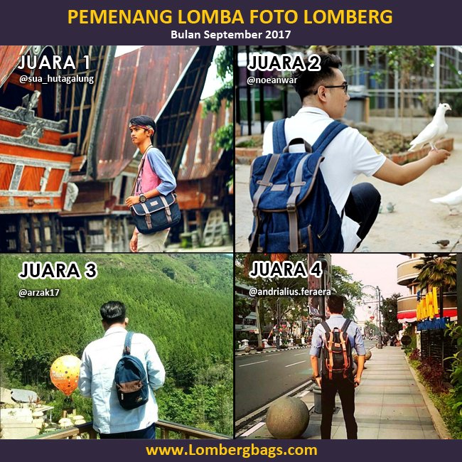 Selamat kepada pemenang lomba foto Lomberg bulan September 2017. Info lengkap lomba foto Lomberg bisa dilihat disini lombergbags.com/about/lomberg-…