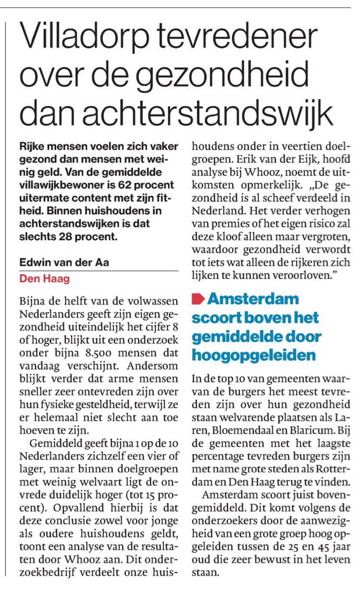 "Rijke mensen voelen zich vaker gezond dan mensen met weinig geld."