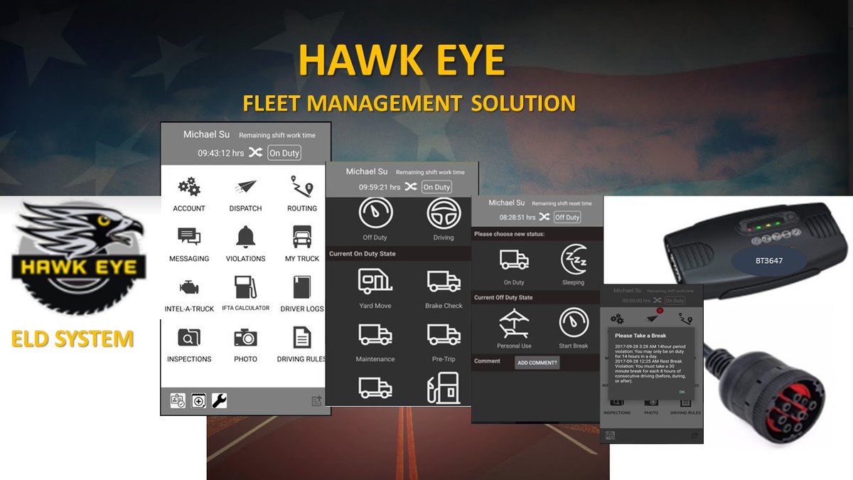 HawkEyelogs's tweet photo. HAWKEYE ELD IS A BREEZE
Hawkeye is here to help you with our Intelligent ELD system, it is a BREEZE. Hawkeye is a Registered FMCSA vendor. https://t.co/CYBfmafmjY