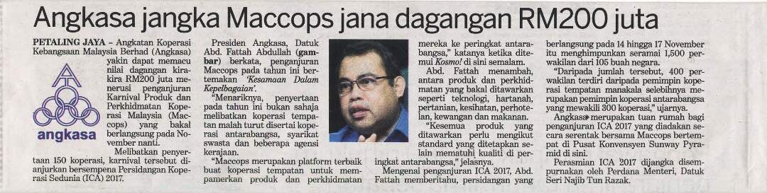 MaccopsAngkasa's tweet photo. #maccops2017 #angkasa #icakl #maccops #business #trade #tradeshow #businessfree #businesstalk #newspaper https://t.co/jdmsBpKhxG