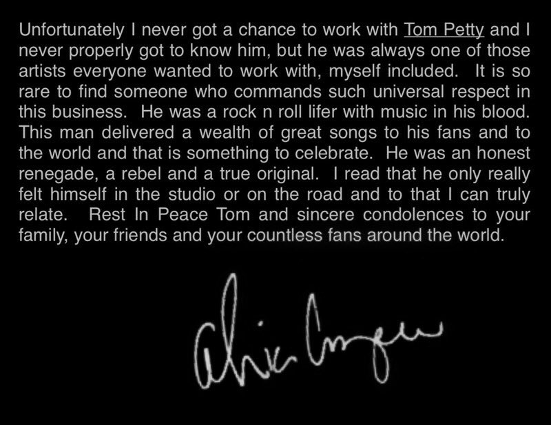 alicecooper's tweet image. RIP #TomPetty