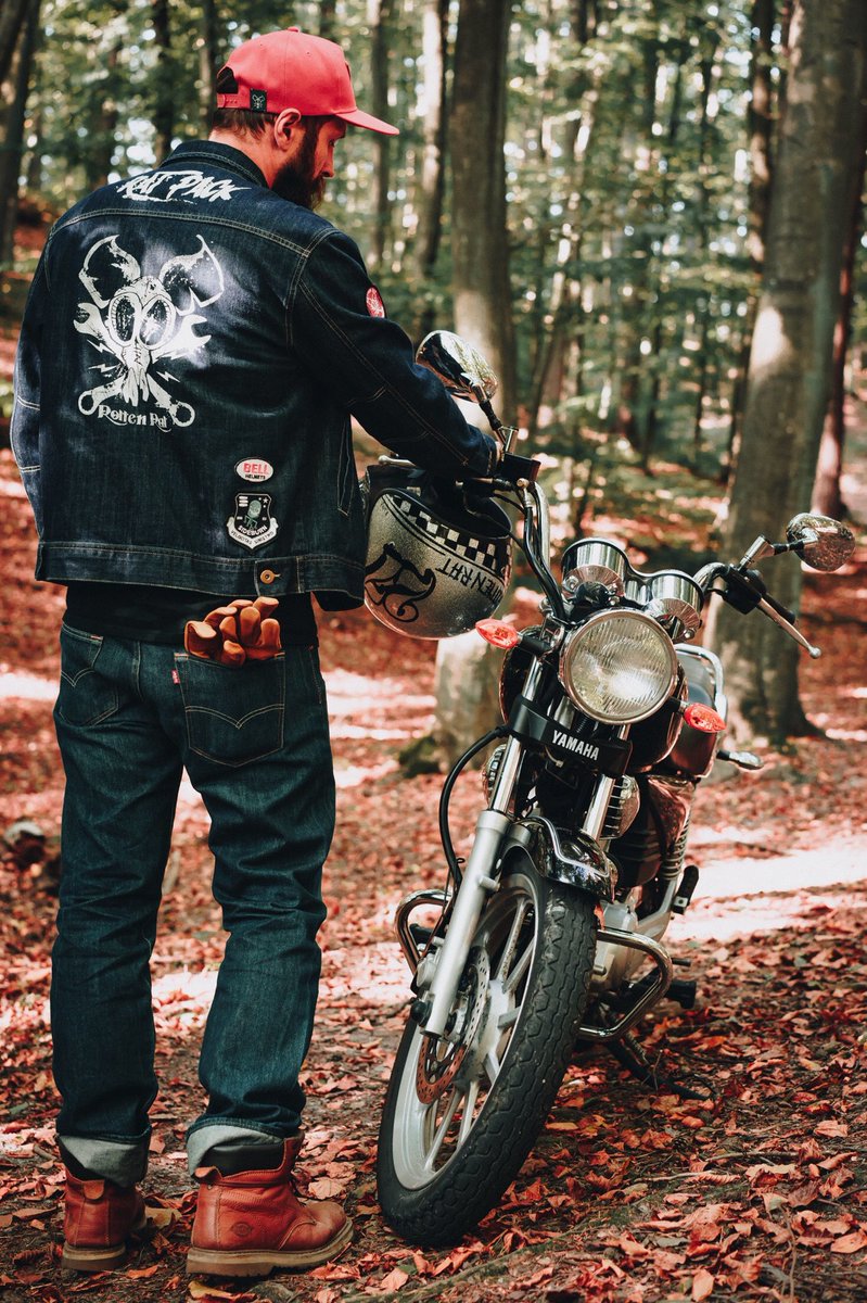 RottenRatApp's tweet photo. You were born to be real, not to be perfect 🌲🏍 Rat Pack Denim was £80 -> £60 now https://t.co/gLQI1UNhX2 #motorcycle #caferacer #apparel https://t.co/T1ahJaOUqr