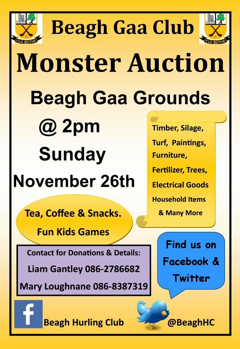 BeaghHC's tweet photo. A date for the Diary.#auction #Bargains https://t.co/4h9GRUo1VE