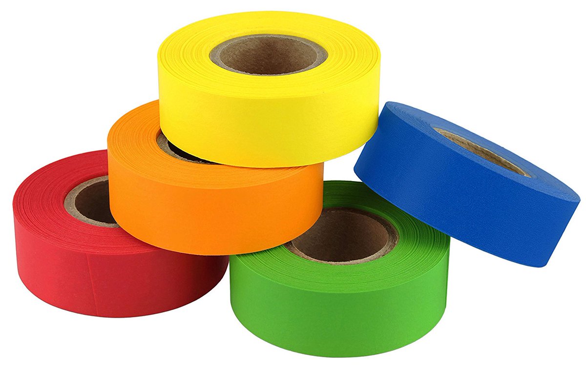 Assorted Pack of, 3/4" Multi-Use Labeling Tape Yellow, Orange, Red, Gr...
